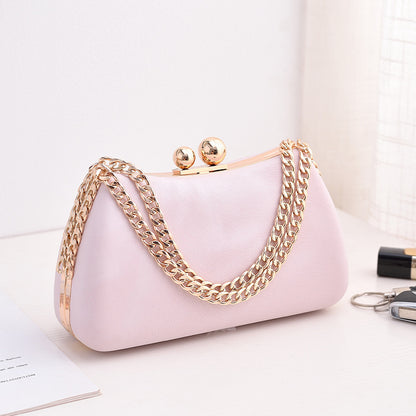 Women's chain shoulder bag with embossed pillow shape