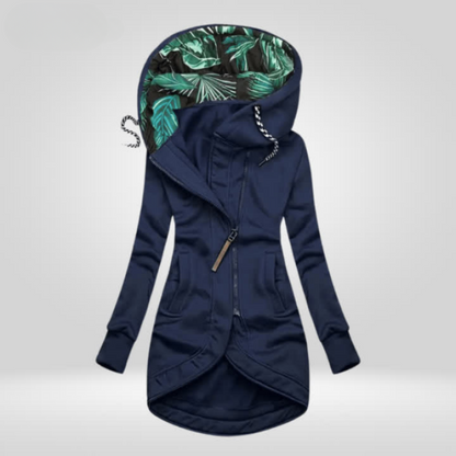 Women's hooded windbreaker coat with adjustable hood