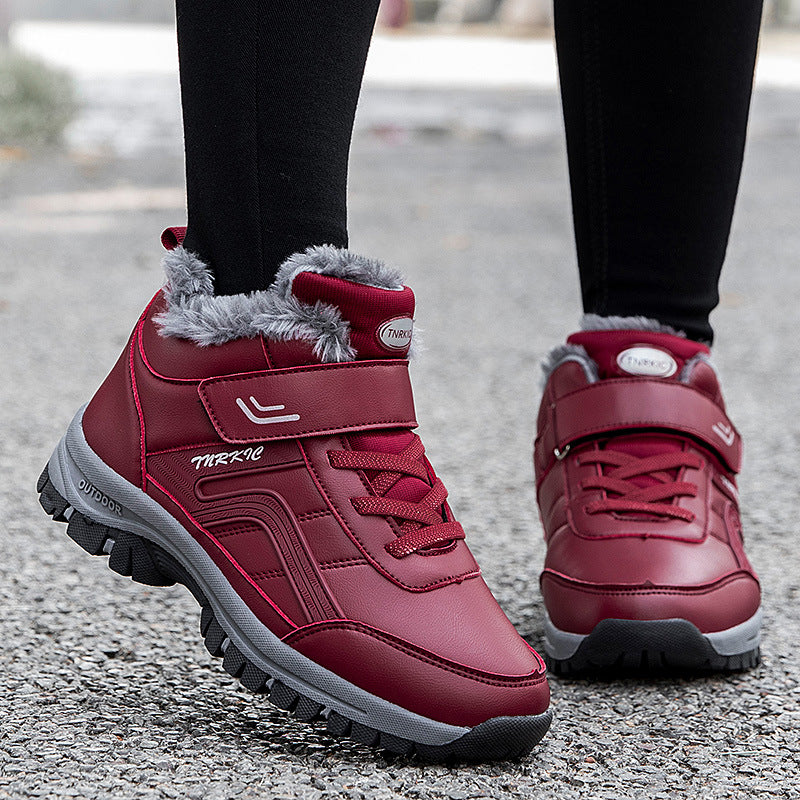 Women's plush lined winter snow boots, side view