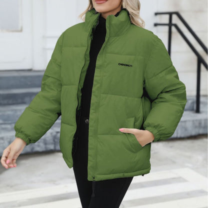 Women's loose fit windproof winter coat in solid color