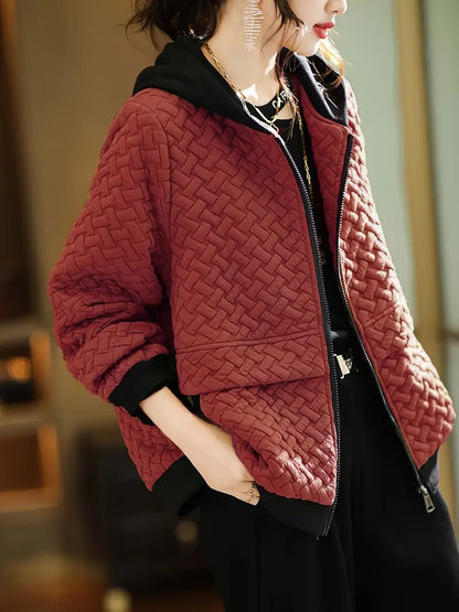 Alienor - Quilted Hooded Coat with Contrast Trim