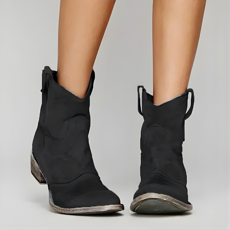 Women's western cowboy ankle boots with pointed toe