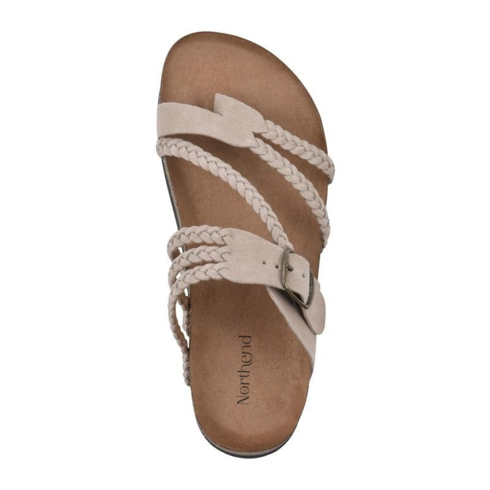 Women's braided buckle cork flat sandals