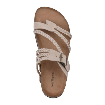 Women's braided buckle cork flat sandals