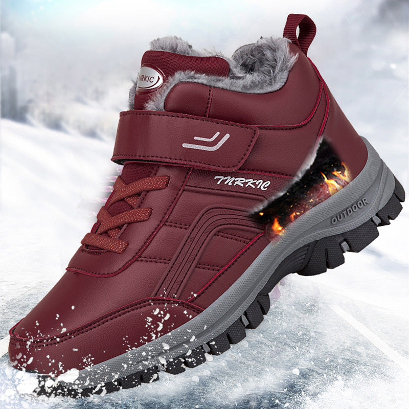 Women's plush lined winter snow boots, side view