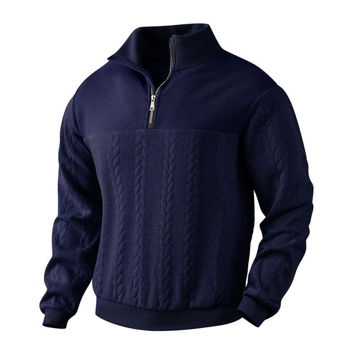 Cable knit quarter-zip sweater for men