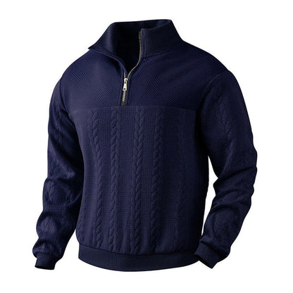Cable knit quarter-zip sweater for men