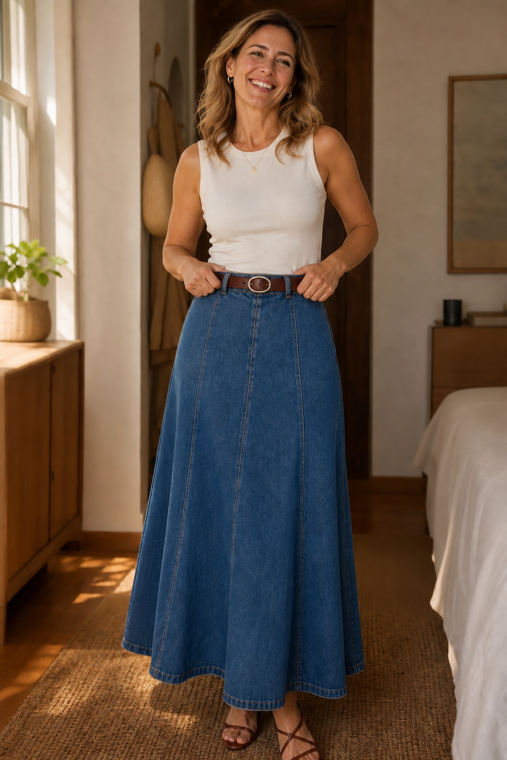 Enrica - High-Waist A-Line Maxi Skirt
