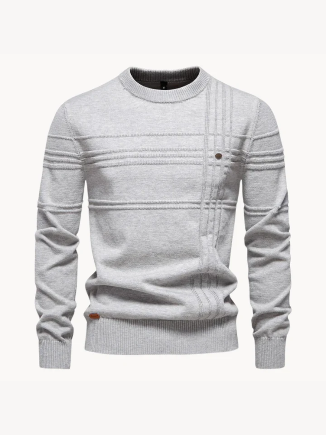 Fine gauge crew neck sweater for men