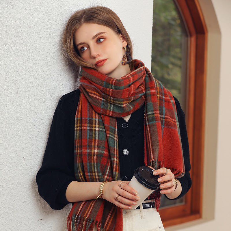 Women's winter scarf with lattice pattern in multiple colors