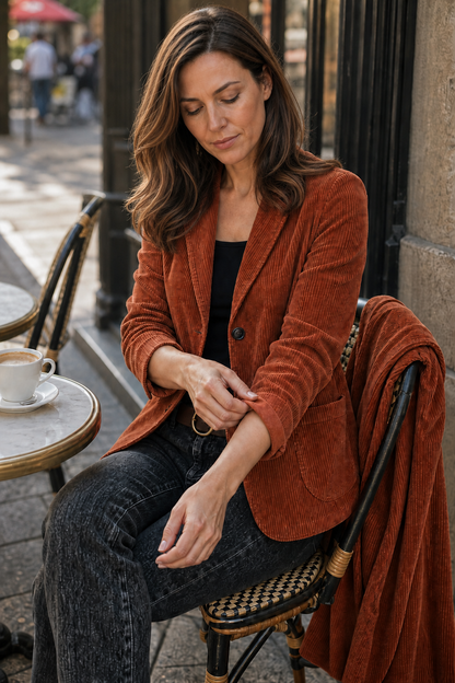 Clemency - Structured-Shoulder Corduroy-Look Jacket