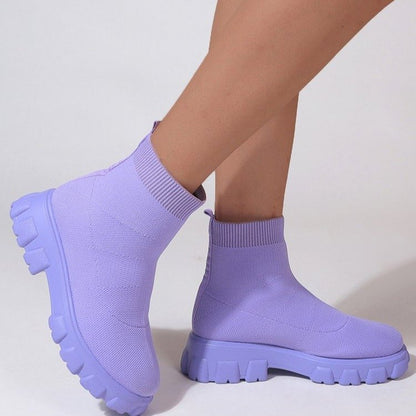 Women's mid heel sock style ankle boots