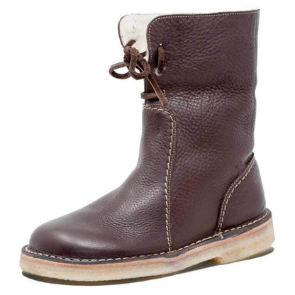 Women's winter snow boots with plush lining and lace-up front