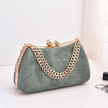 Women's chain shoulder bag with embossed pillow shape