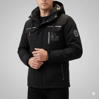 Winter Coat in High Density Weather Resistant Fabric for Men - black