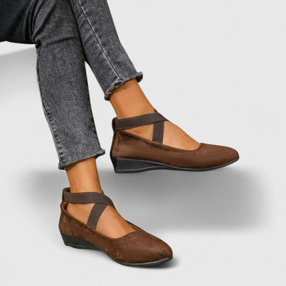 Women's adjustable strap orthopedic wedge sandals - brown