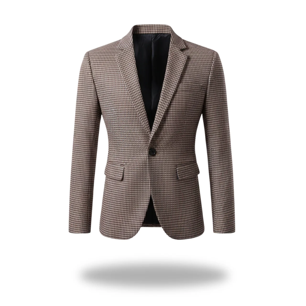 Men's structured blazer with notch lapels - khaki