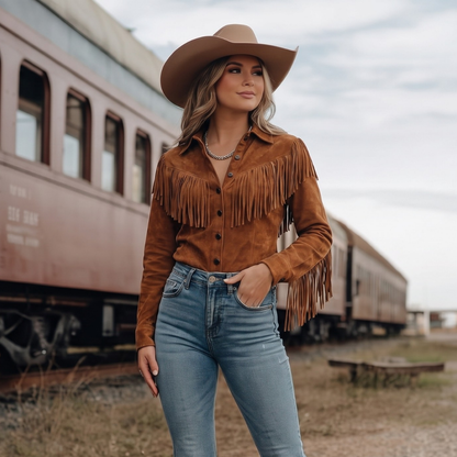 Marlowe - Fringed Western Shirt Jacket