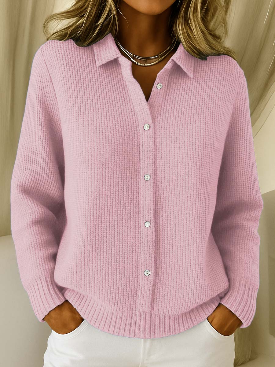 Jacinta - Collared Button-Front Knit Cardigan