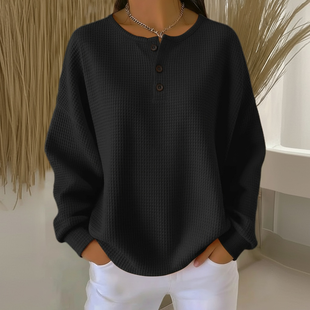 Amara - Waffle Knit Long Sleeve Top