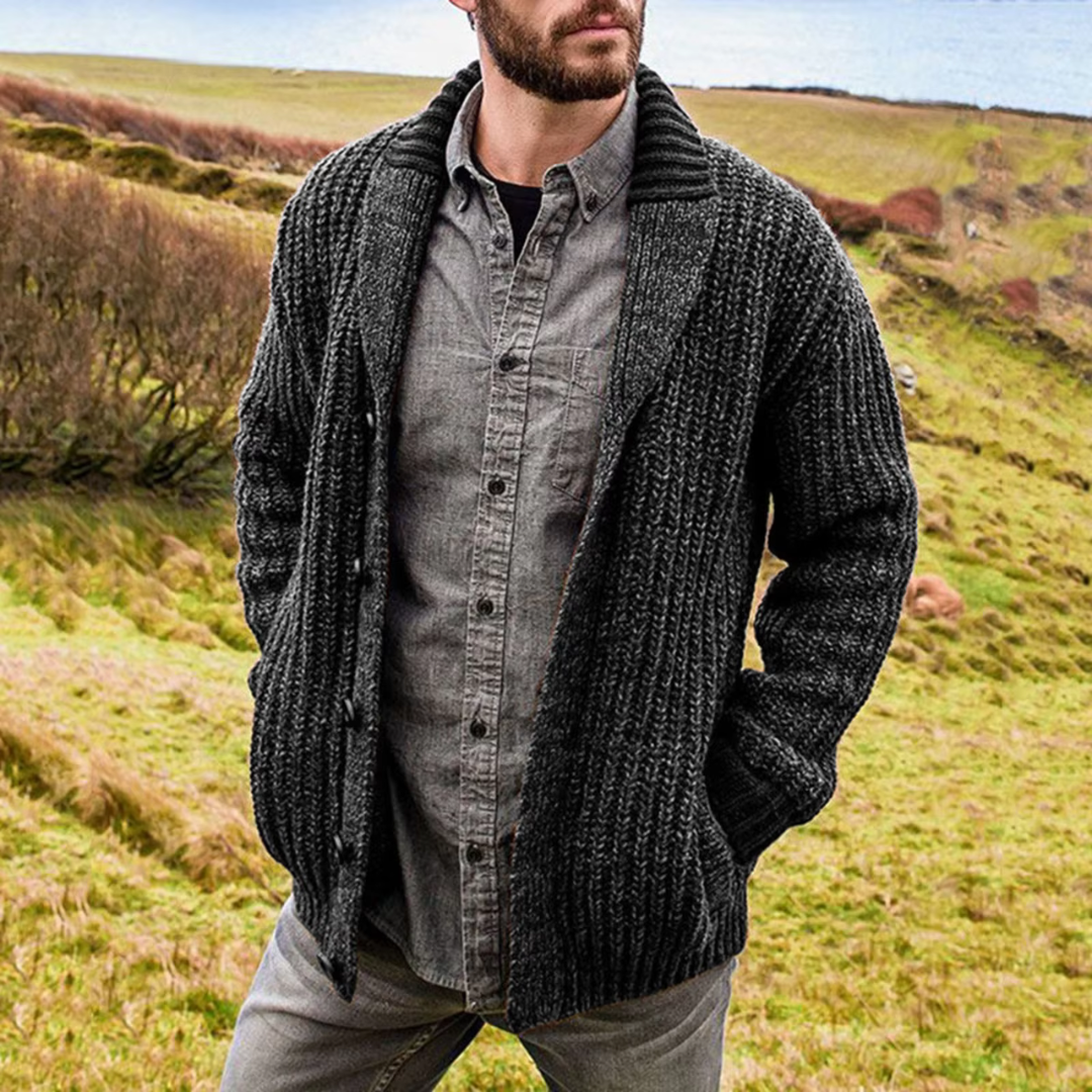 Gideon - Shawl Collar Cardigan with Buttons