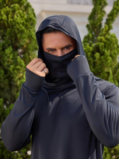 Men's sport pullover hoodie with drawstring hood