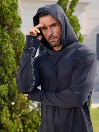 Men's sport pullover hoodie with drawstring hood