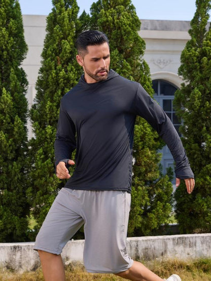 Men's sport pullover hoodie with drawstring hood