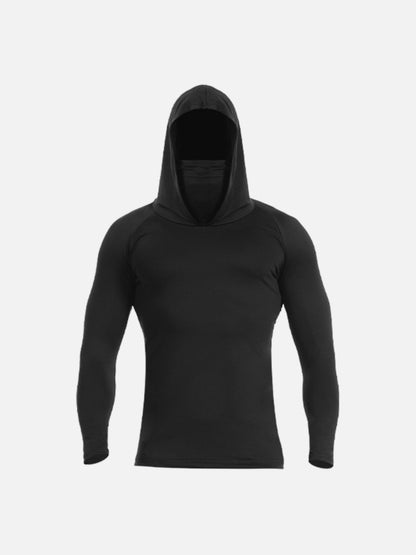 Men's sport pullover hoodie with drawstring hood - black