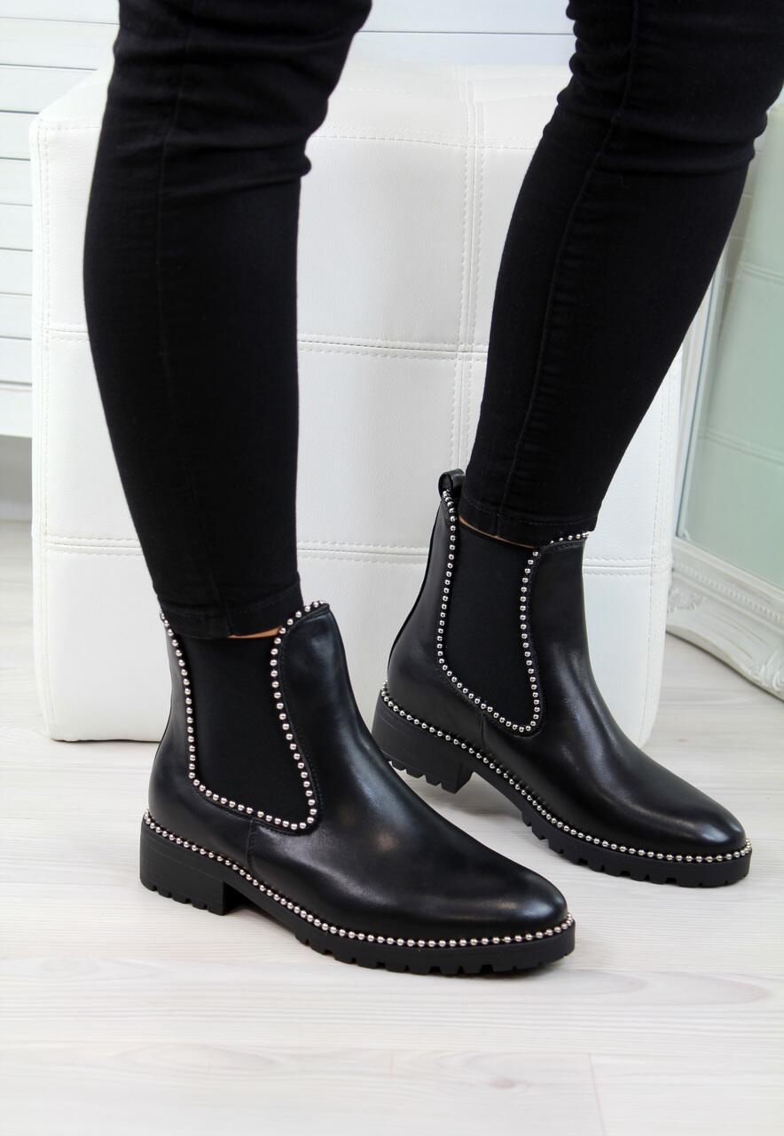 Women's black Martin boots with round toe and short shaft