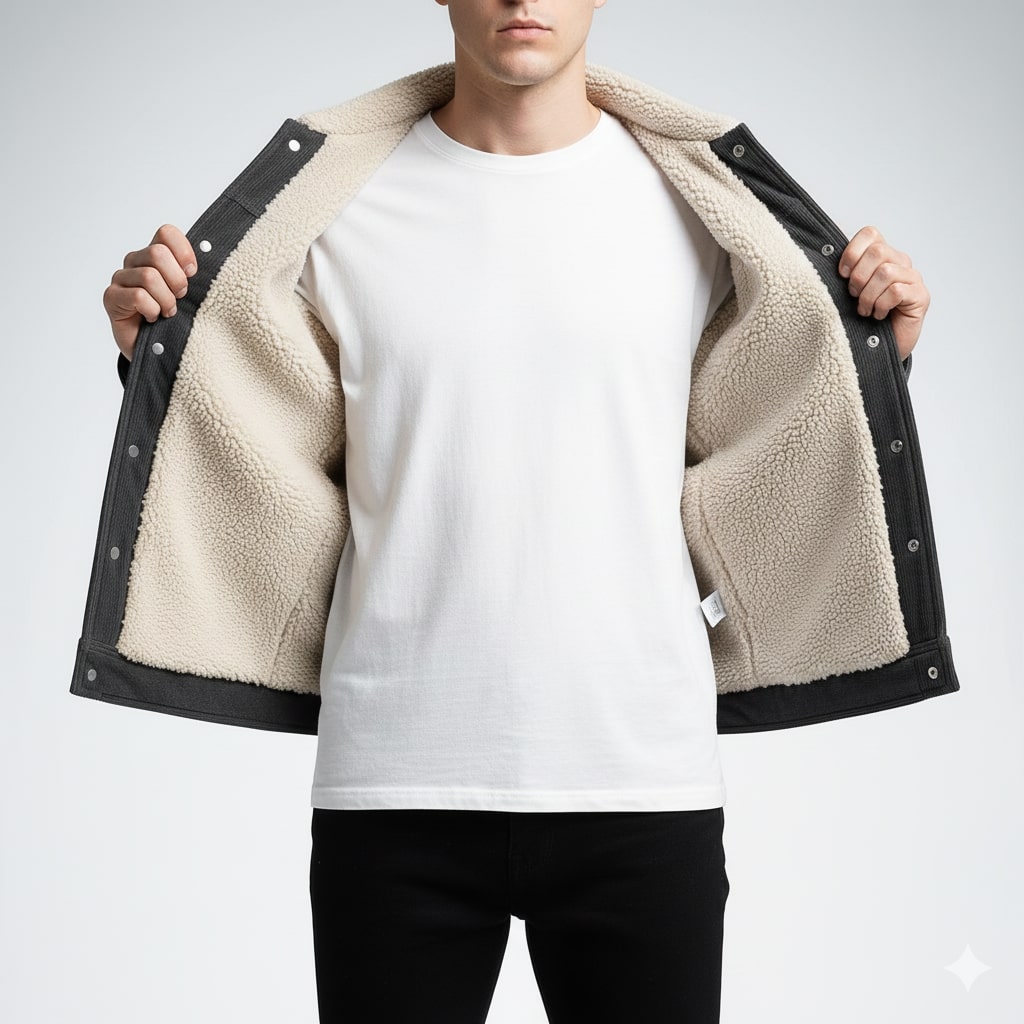 Men's corduroy jacket with fleece lining