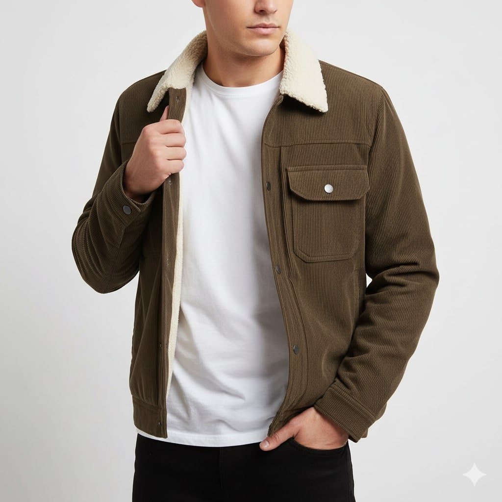 Men's corduroy jacket with fleece lining