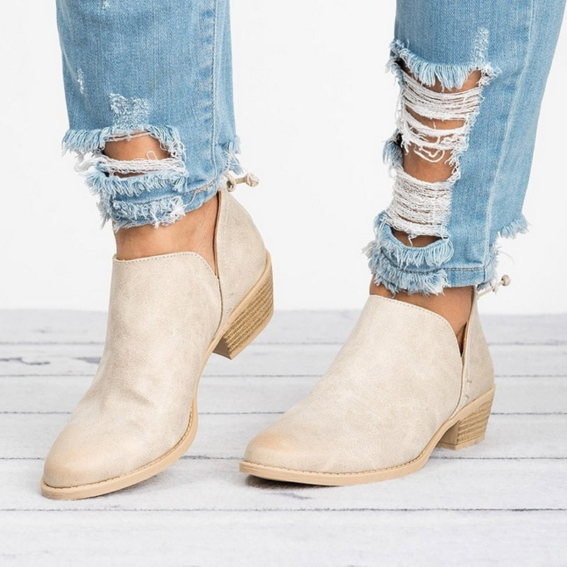 Women's retro high heel ankle boots