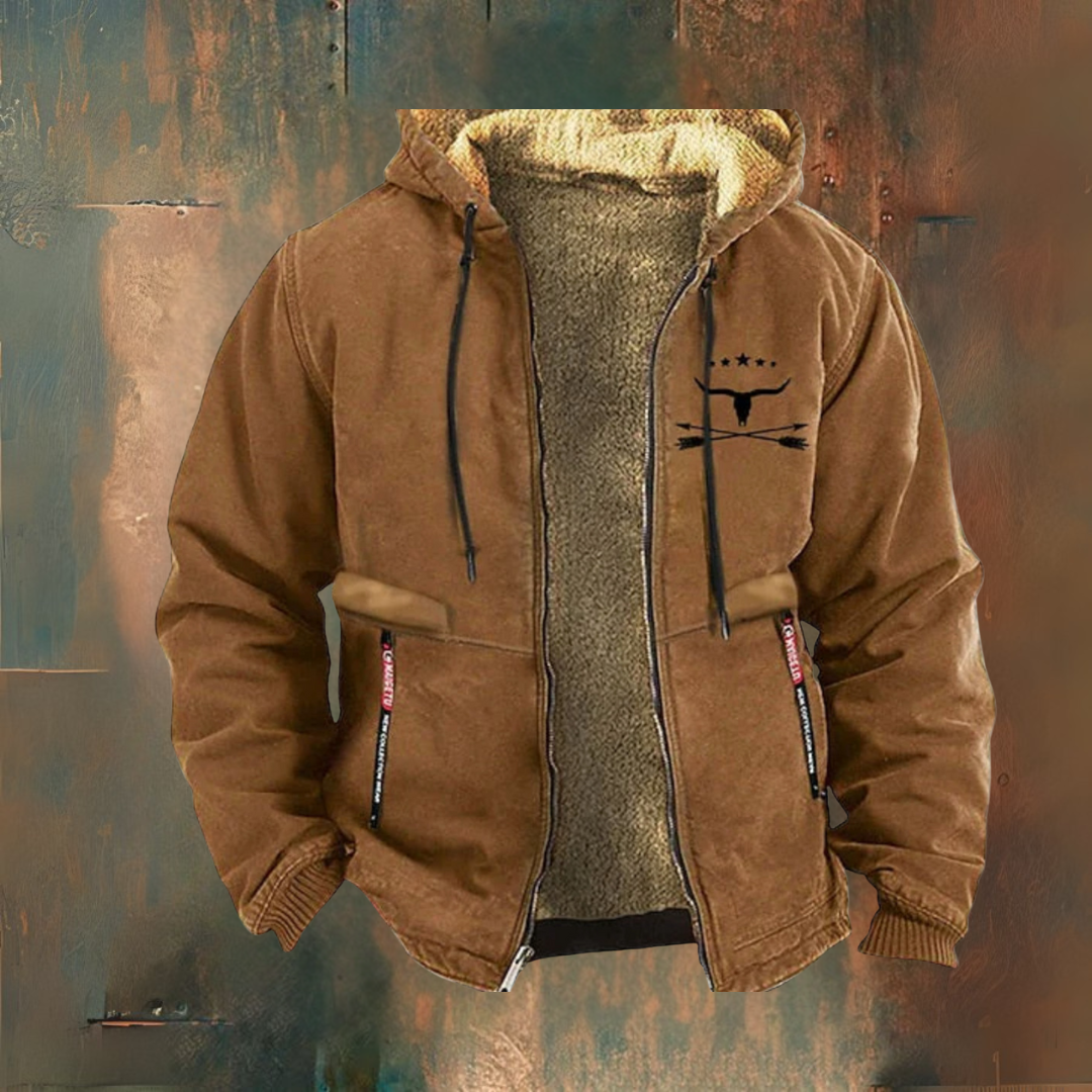 Men's hooded sherpa lined ranch jacket - brown