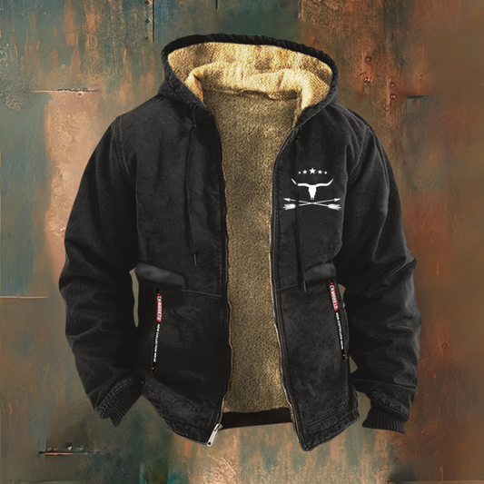 Men's hooded sherpa lined ranch jacket - black