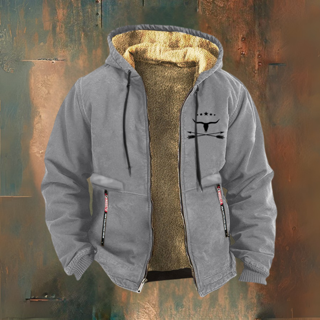 Men's hooded sherpa lined ranch jacket - gray