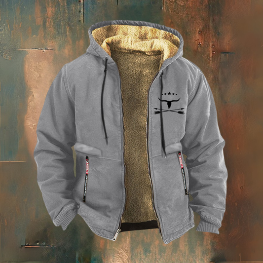 Men's hooded sherpa lined ranch jacket - gray