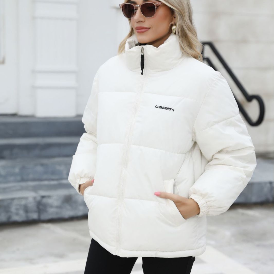 Women's loose fit windproof winter coat in solid color