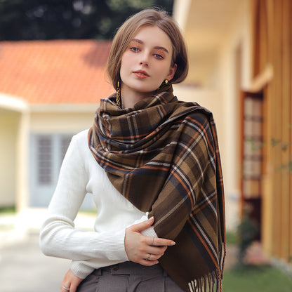 Women's winter scarf with lattice pattern in multiple colors