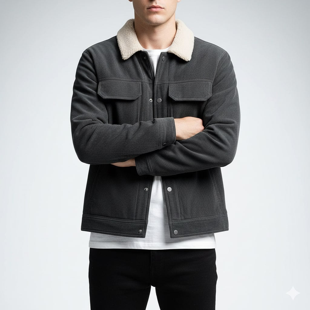 Men's corduroy jacket with fleece lining