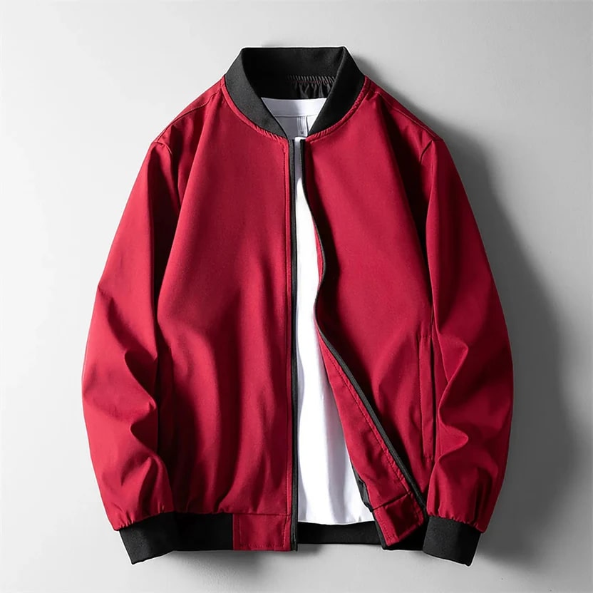 Men's softshell bomber jacket with zip front