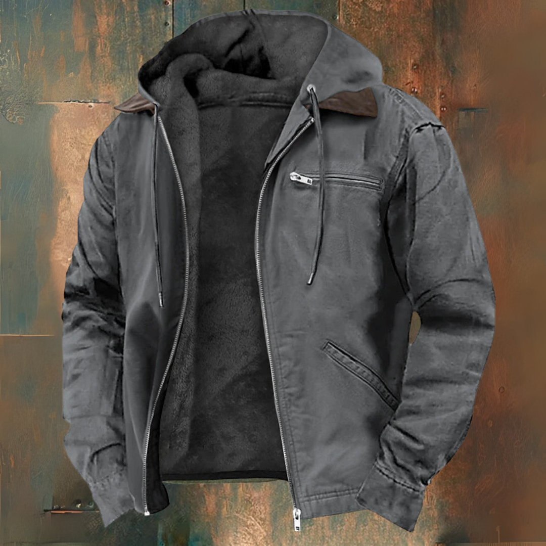 Men's zip-up hooded gilet with pockets - gray