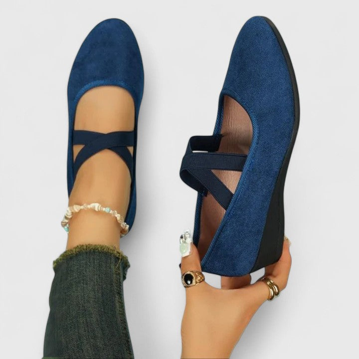 Women's adjustable strap orthopedic wedge sandals - blue