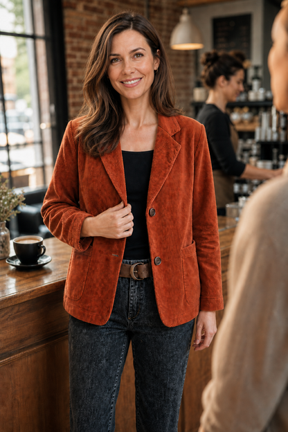 Clemency - Structured-Shoulder Corduroy-Look Jacket