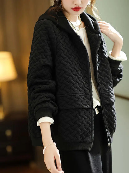 Alienor - Quilted Hooded Coat with Contrast Trim