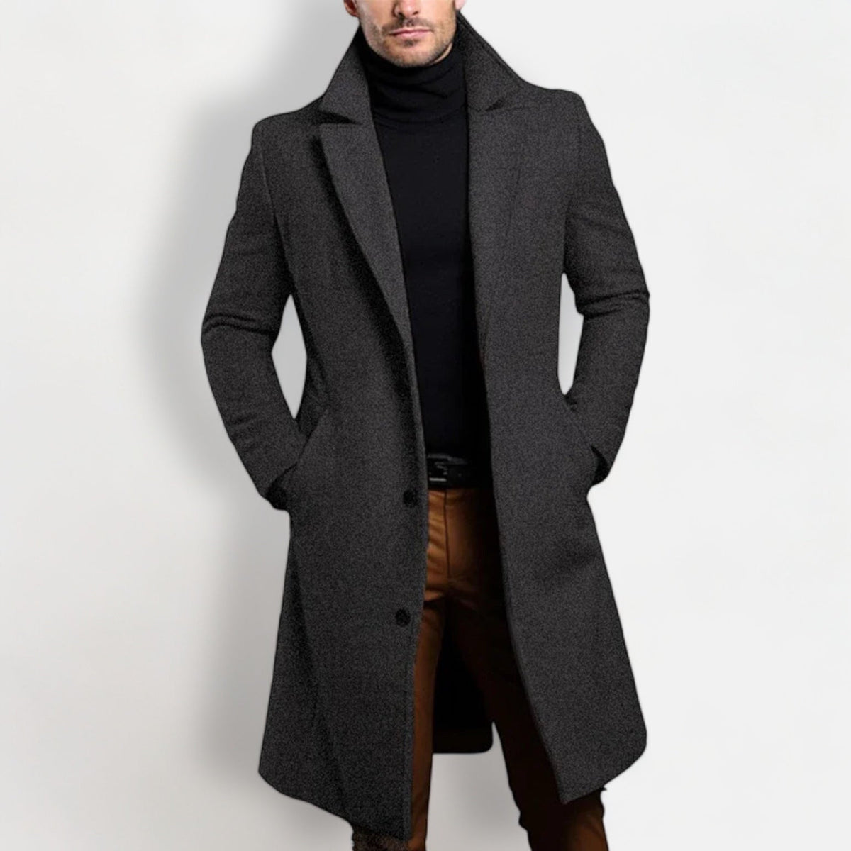 Trench coat for men with belted waist