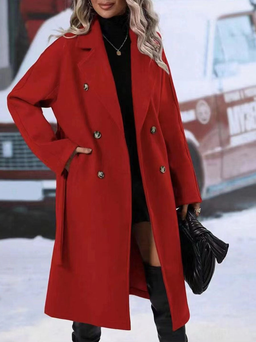 Women's double-breasted trench coat with belt