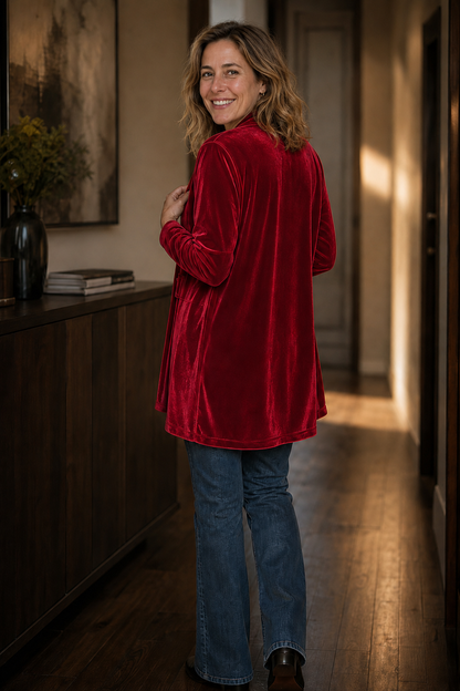 Imogen - Double-Breasted Plush-Surface Cardigan