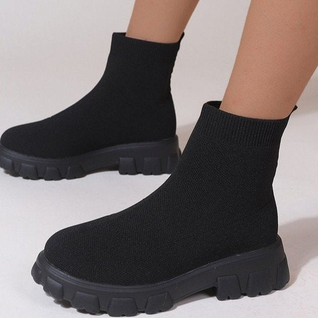 Women's mid heel sock style ankle boots