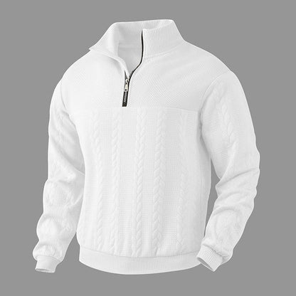 Cable knit quarter-zip sweater for men - white